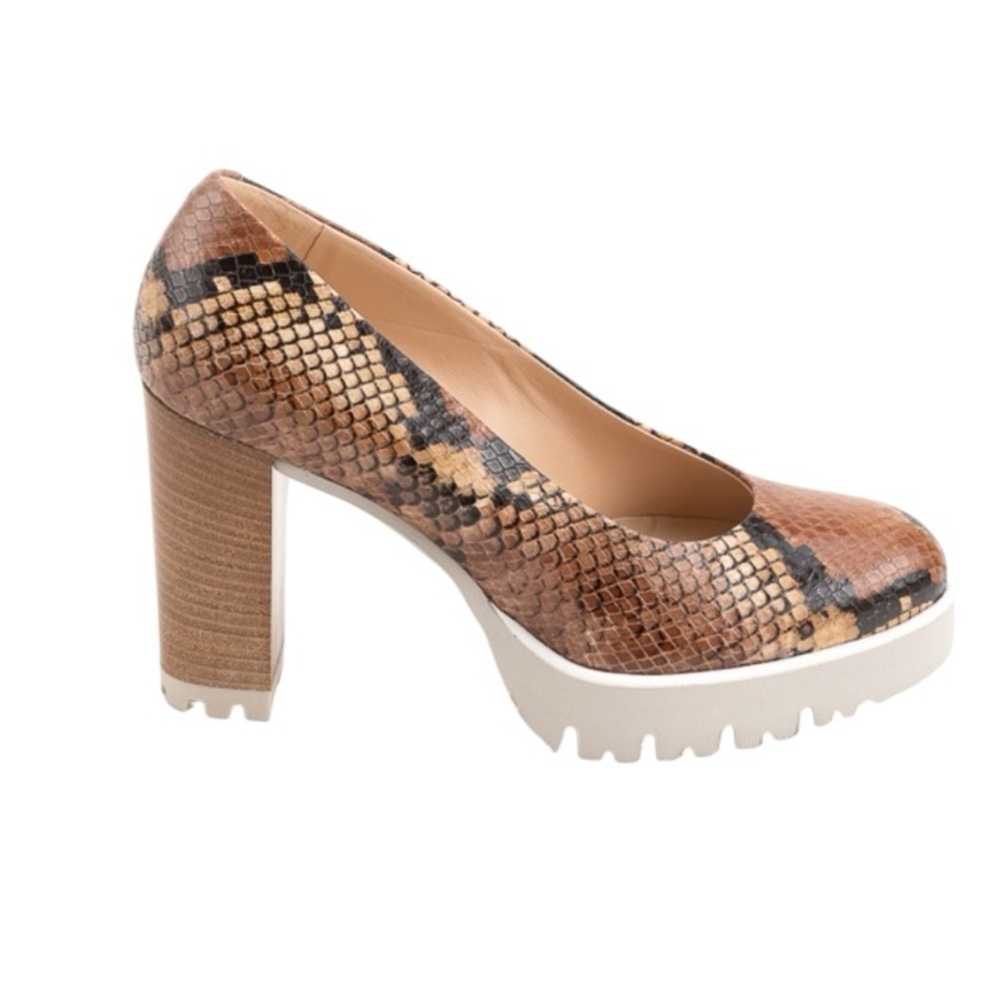 New In Box Luca Grossi Oriana 3901 Cognac Python Print Heels Size 38/US 8 - Picture 2 of 14